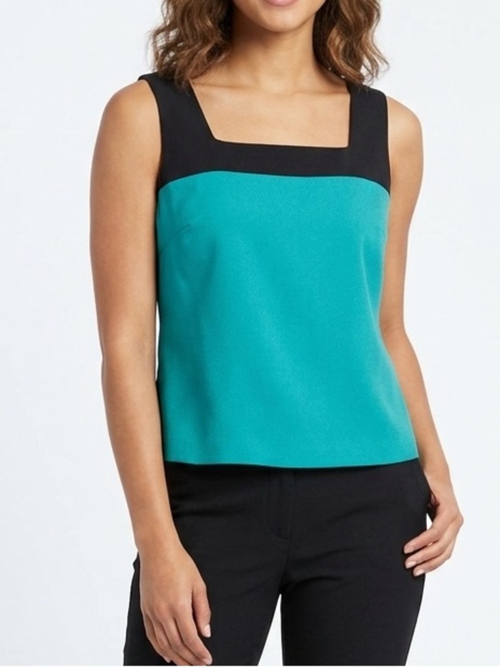 Vintage Perceptions Colorblock Tank & Straight Leg Pants Set - Teal & Black